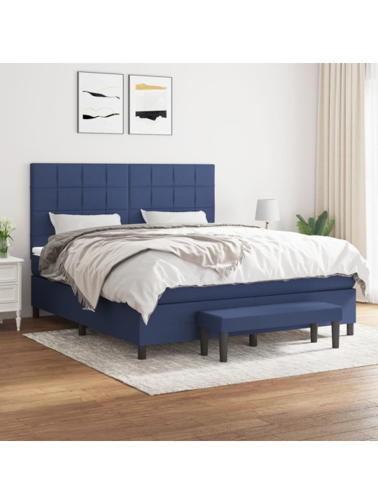 Box spring postel s matrací modrá 180x200 cm textil