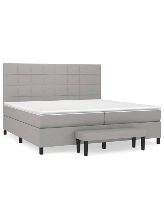 Box spring postel s matrací světle šedá 200 x 200 cm textil