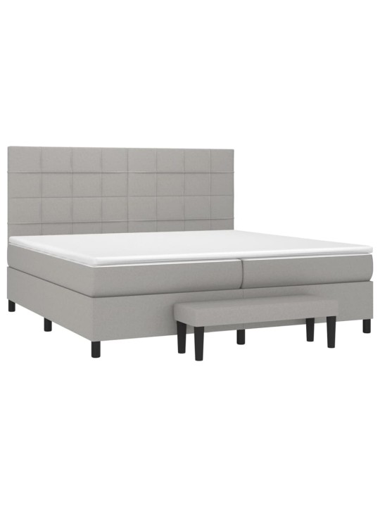 Box spring postel s matrací světle šedá 200 x 200 cm textil