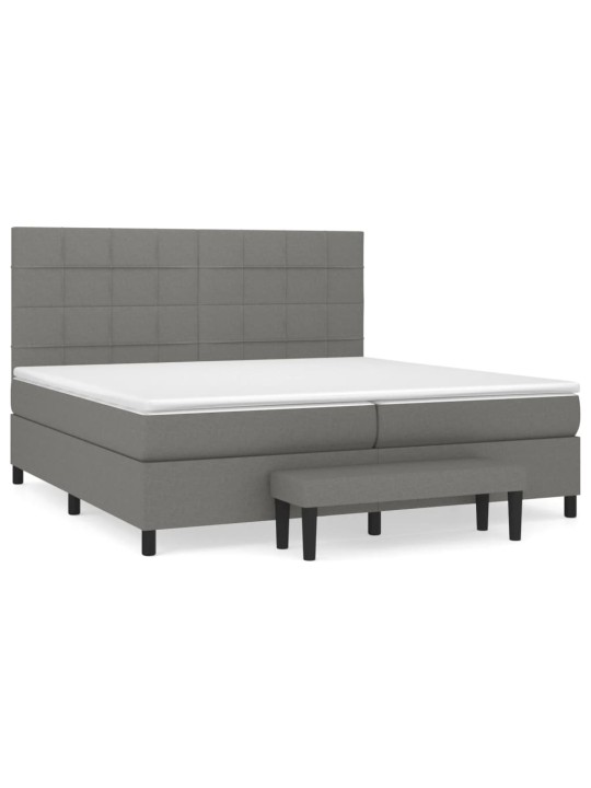 Box spring postel s matrací tmavě šedá 200x200 cm textil