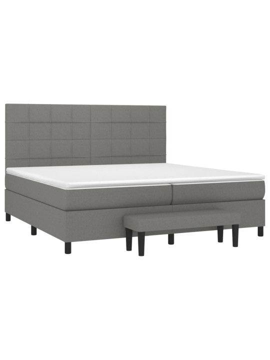 Box spring postel s matrací tmavě šedá 200x200 cm textil