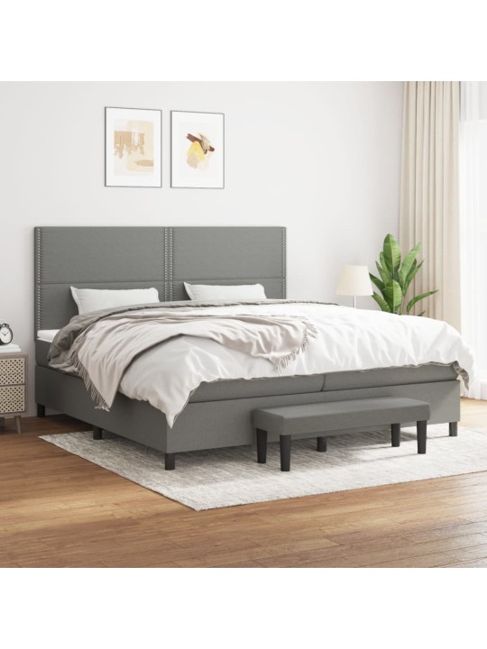 Box spring postel s matrací tmavě šedá 200x200 cm textil