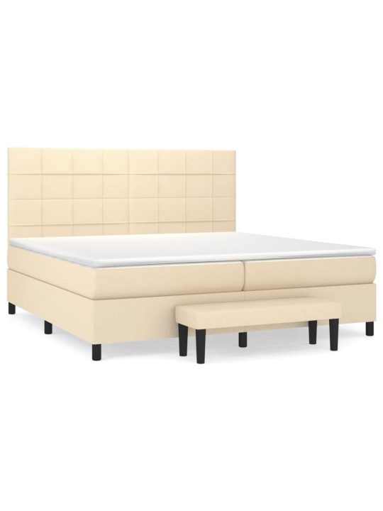 Box spring postel s matrací krémová 200x200 cm textil