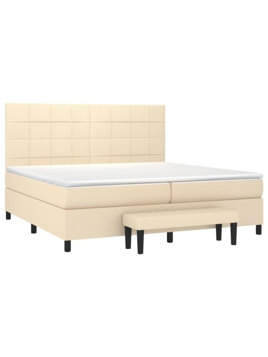 Box spring postel s matrací krémová 200x200 cm textil