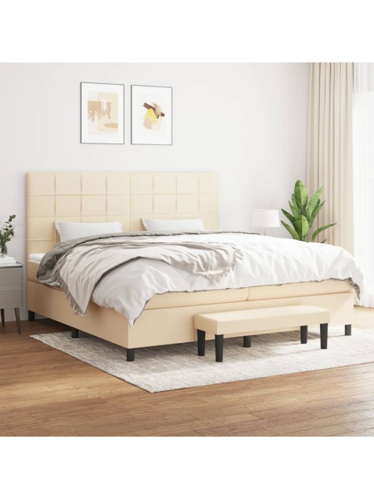 Box spring postel s matrací krémová 200x200 cm textil