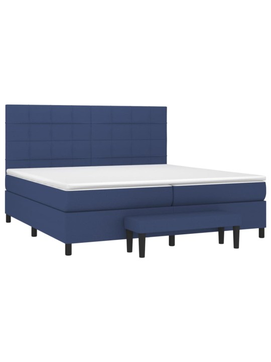 Box spring postel s matrací modrá 200x200 cm textil