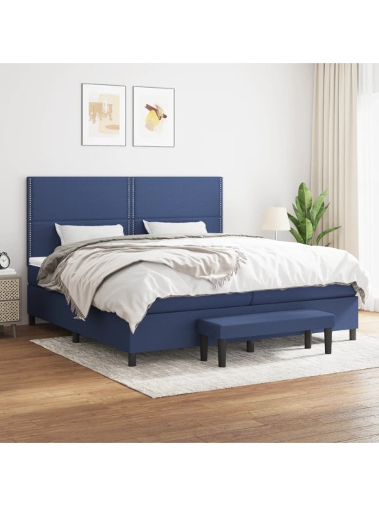 Box spring postel s matrací modrá 200x200 cm textil
