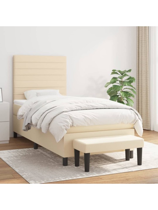 Box spring postel s matrací krémová 80 x 200 cm textil