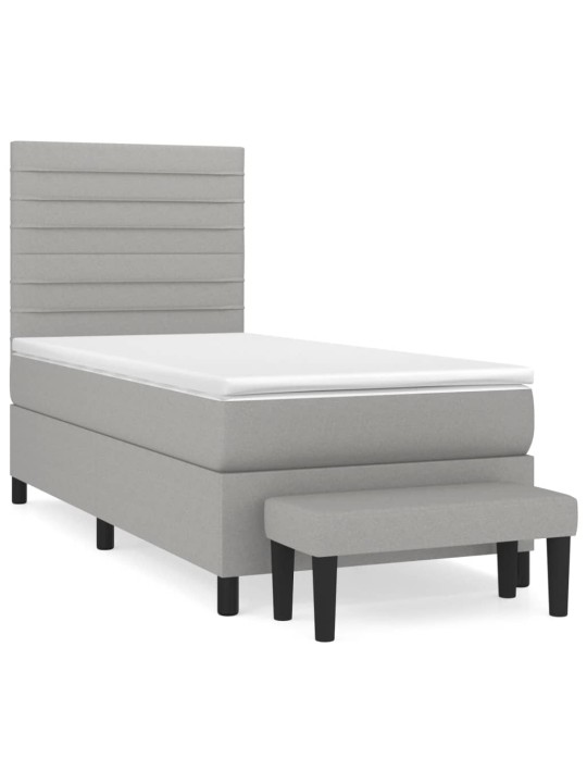 Box spring postel s matrací světle šedá 90x190 cm textil
