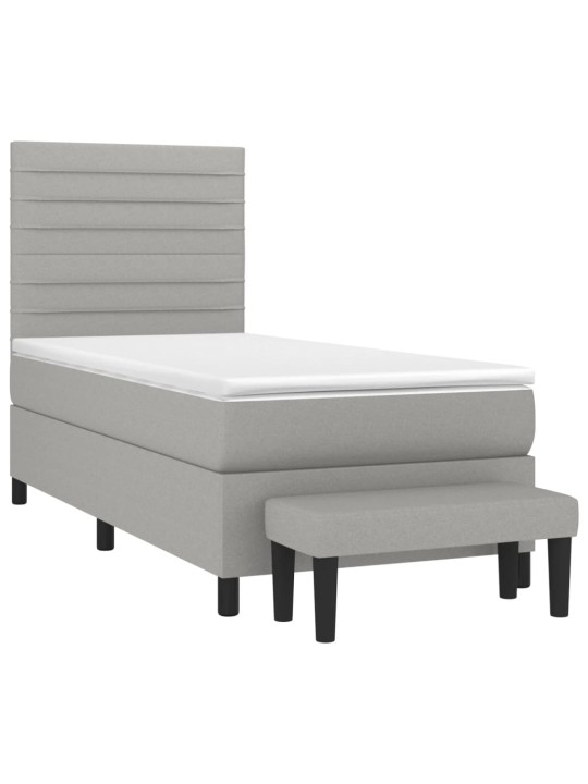 Box spring postel s matrací světle šedá 90x190 cm textil