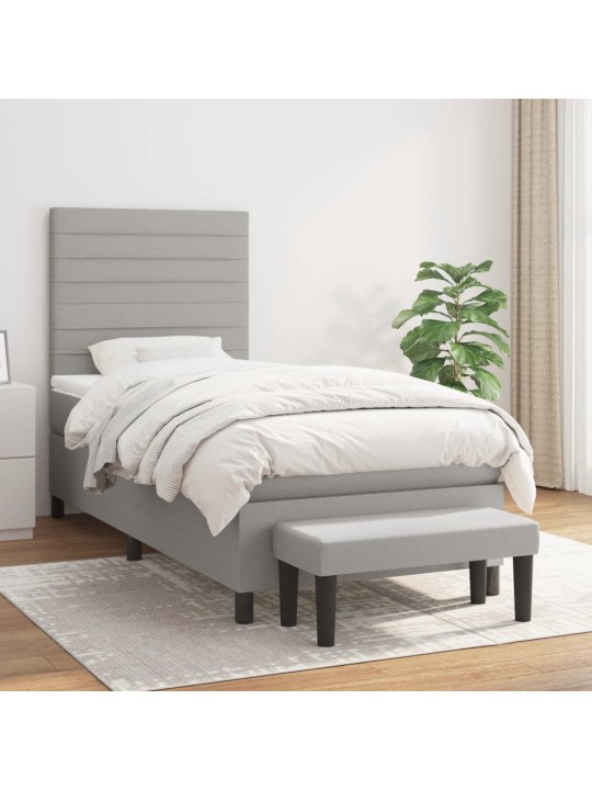 Box spring postel s matrací světle šedá 90x200 cm textil