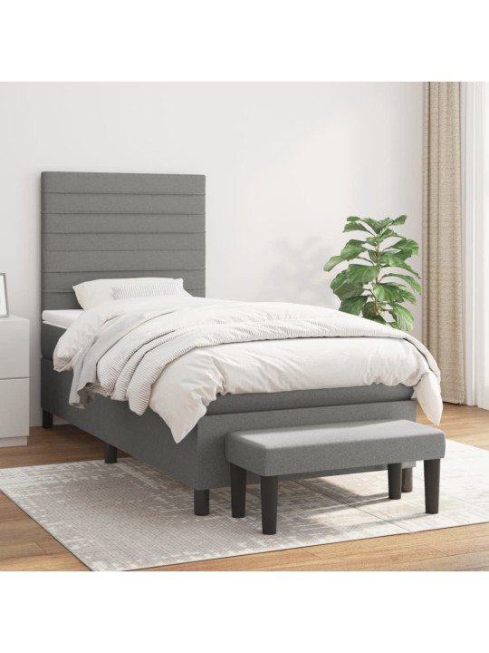 Box spring postel s matrací tmavě šedá 90x200 cm textil