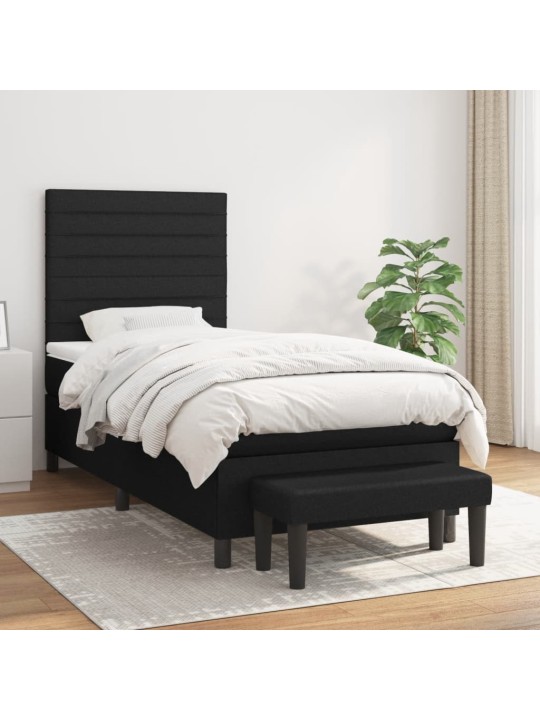 Box spring postel s matrací černá 100 x 200 cm textil