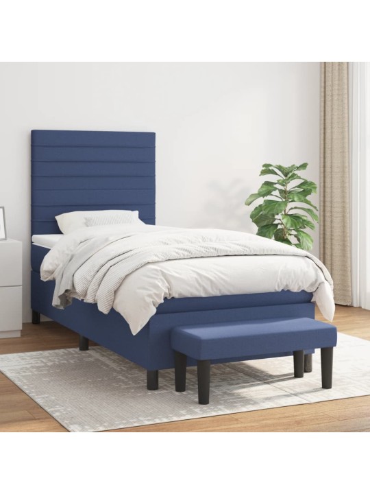 Box spring postel s matrací modrá 100 x 200 cm textil