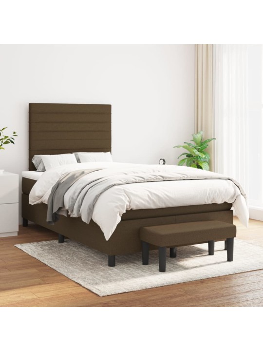 Box spring postel s matrací tmavě hnědá 120x200 cm textil