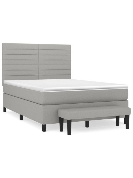Box spring postel s matrací světle šedá 140 x 190 cm textil