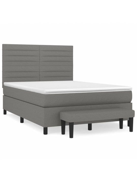 Box spring postel s matrací tmavě šedý 140 x 190 cm textil