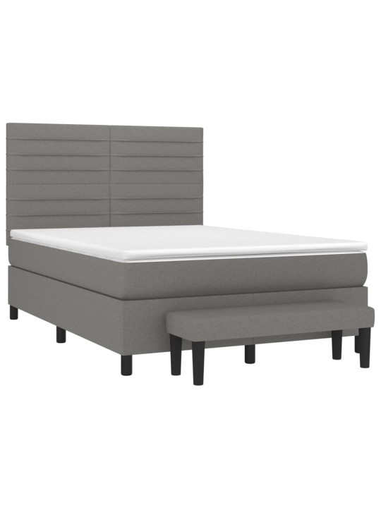 Box spring postel s matrací tmavě šedý 140 x 190 cm textil