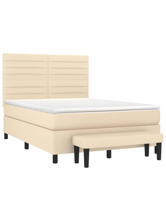 Box spring postel s matrací krémová 140x190 cm textil