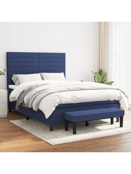 Box spring postel s matrací modrá 140x190 cm textil