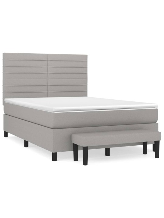 Box spring postel s matrací světle šedá 140 x 200 cm textil