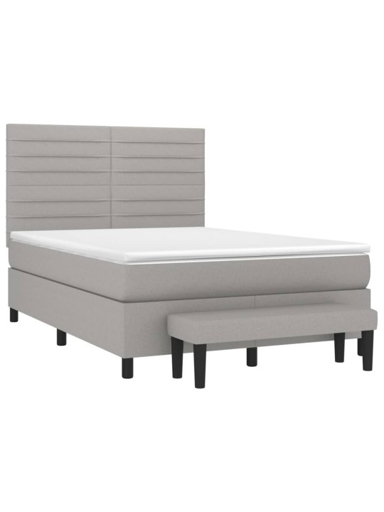 Box spring postel s matrací světle šedá 140 x 200 cm textil