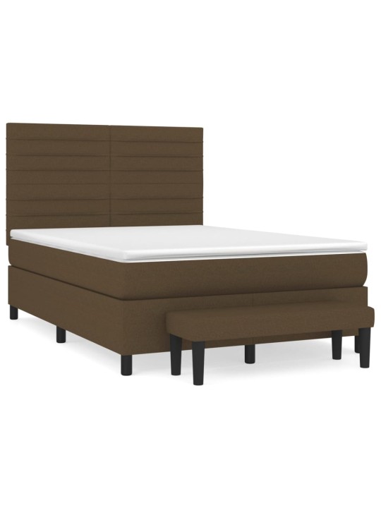 Box spring postel s matrací tmavě hnědá 140x200 cm textil