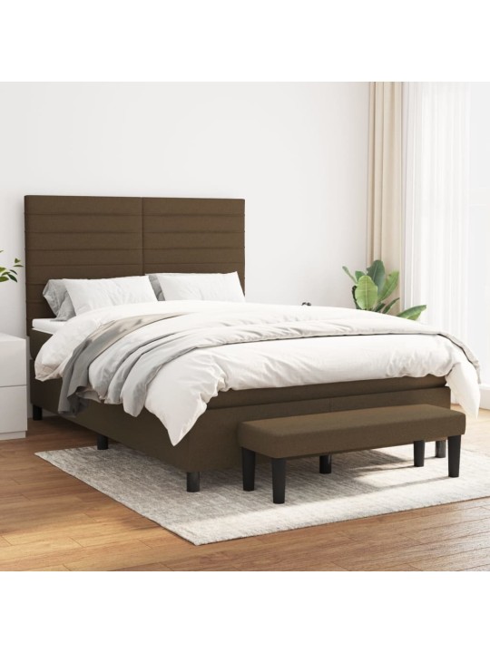 Box spring postel s matrací tmavě hnědá 140x200 cm textil
