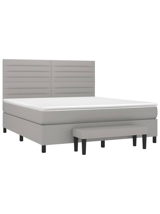 Box spring postel s matrací světle šedá 160 x 200 cm textil