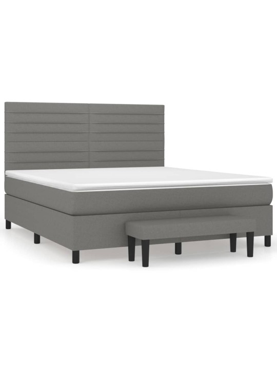 Box spring postel s matrací tmavě šedá 160x200 cm textil