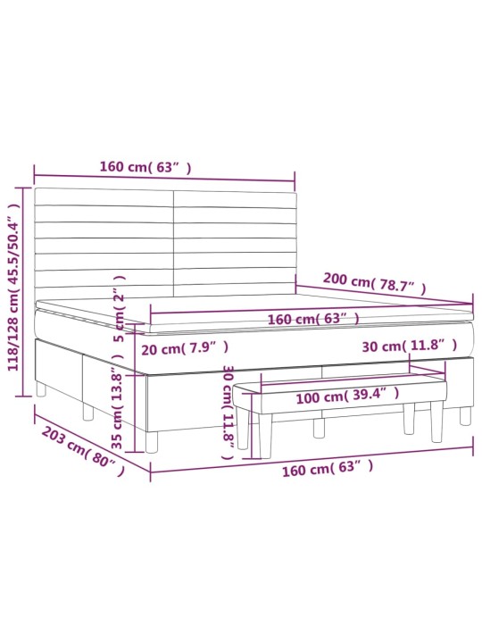 Box spring postel s matrací tmavě šedá 160x200 cm textil