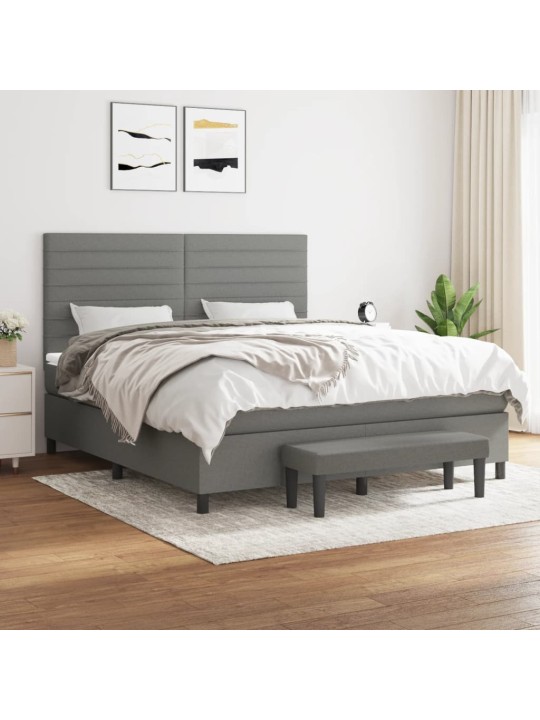 Box spring postel s matrací tmavě šedá 160x200 cm textil