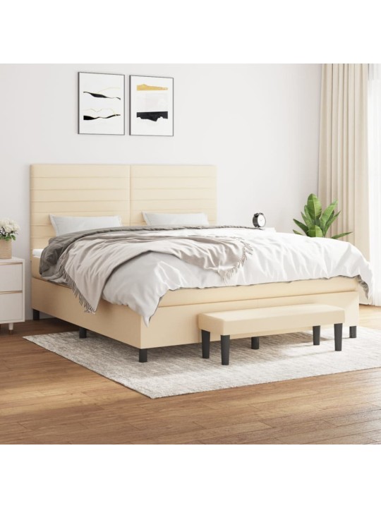 Box spring postel s matrací krémová 160x200 cm textil