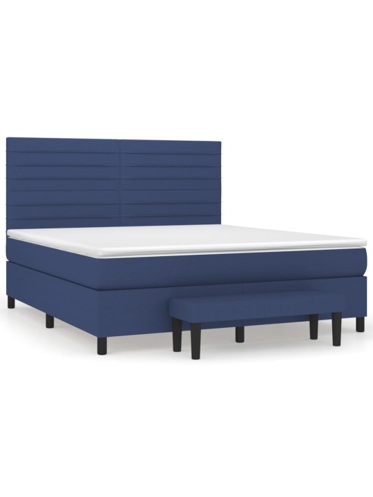 Box spring postel s matrací modrá 160x200 cm textil