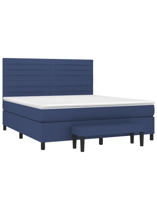 Box spring postel s matrací modrá 160x200 cm textil