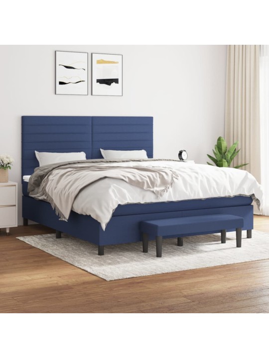Box spring postel s matrací modrá 160x200 cm textil