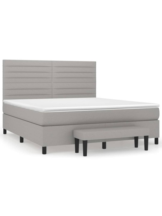 Box spring postel s matrací světle šedá 180 x 200 cm textil