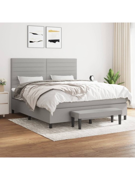 Box spring postel s matrací světle šedá 180 x 200 cm textil