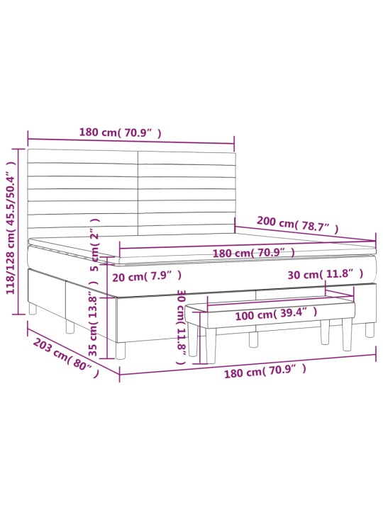 Box spring postel s matrací tmavě šedá 180x200 cm textil