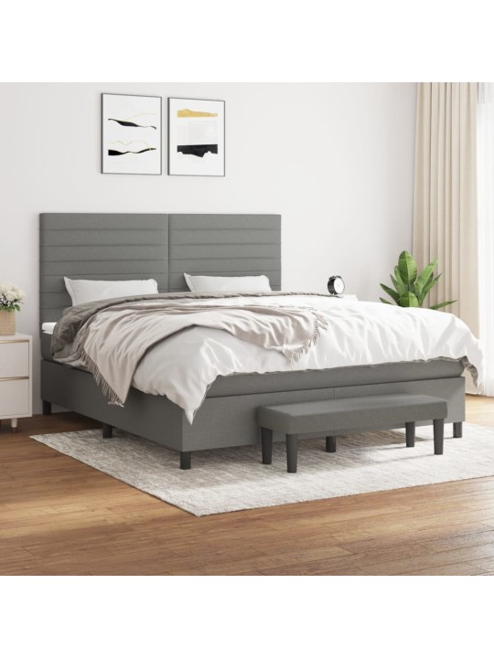 Box spring postel s matrací tmavě šedá 180x200 cm textil
