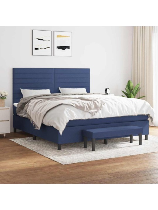 Box spring postel s matrací modrá 180x200 cm textil