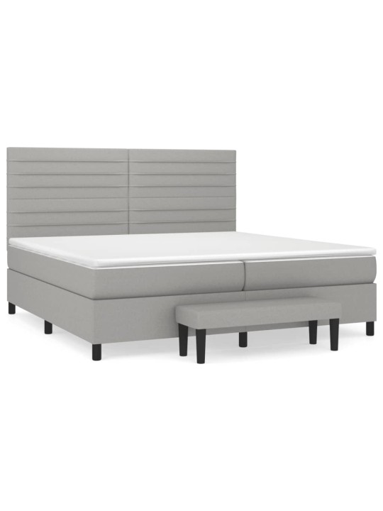 Box spring postel s matrací světle šedá 200 x 200 cm textil