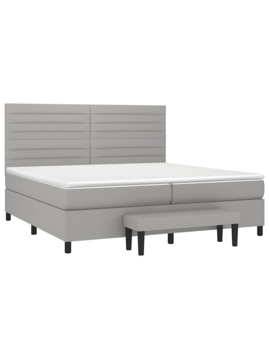Box spring postel s matrací světle šedá 200 x 200 cm textil