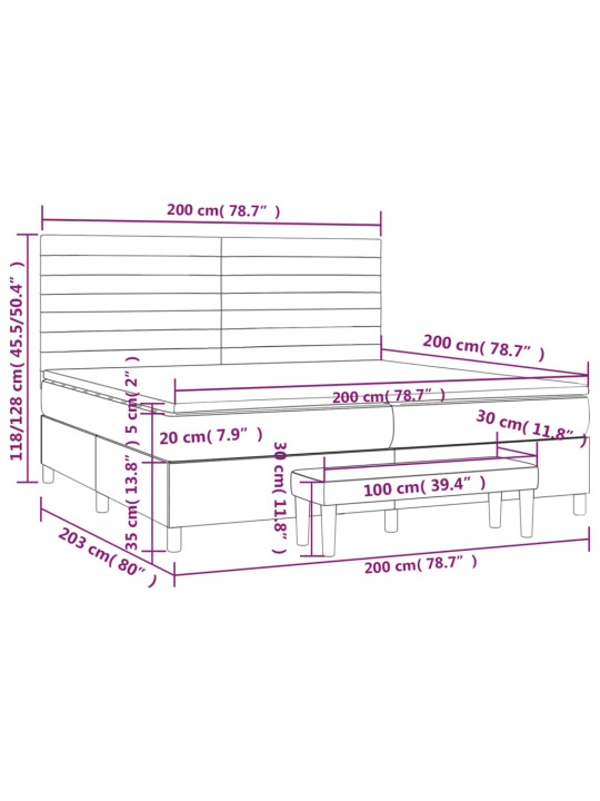 Box spring postel s matrací světle šedá 200 x 200 cm textil