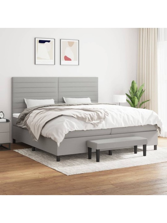 Box spring postel s matrací světle šedá 200 x 200 cm textil