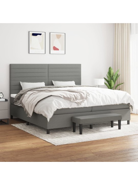 Box spring postel s matrací tmavě šedá 200x200 cm textil