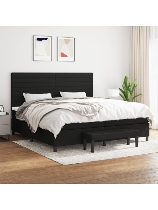 Box spring postel s matrací černá 200x200 cm textil