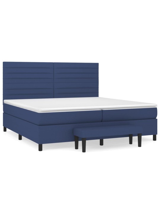 Box spring postel s matrací modrá 200x200 cm textil