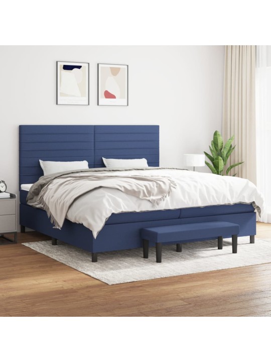 Box spring postel s matrací modrá 200x200 cm textil