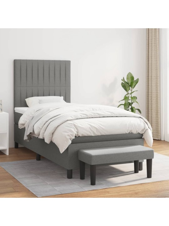 Box spring postel s matrací tmavě šedá 80 x 200 cm textil